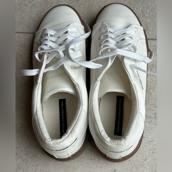 French Connection Becka Two Tone Creamy White & Brown Bottom Sneakers Size 8.5 - Picture 5 of 8